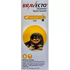 Bravecto Topical for Dogs, 4.4-9.9 lbs (Yellow Box), 1 Dose, 12-Week Supply