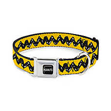 Buckle-Down Peanuts Charlie Brown Seatbelt Dog Collar, Yellow/Black
