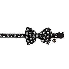Whisker City? Crossbones Cat Collar, Easy Release Cat Collar, Breakaway Collar, Kitten, BowTie Black