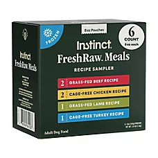 Instinct® FreshRaw Meals Sampler Variety Pack Adult Frozen Dog Food - 8 oz Pouches, 6 Count