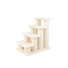 Armarkat 4 Steps Real Wood Pet Stairs Indoor Cat Stairway Step, Ivory, each platform 7" Deep
