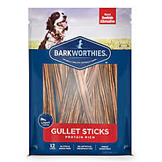 Barkworthies Beef Gullet Sticks Protein Rich Dog Chews 6" - 12 Count