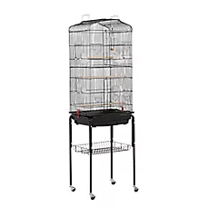 Yaheetech Open Top Metal Pet Bird Cage with Double Doors - Black for Medium Birds
