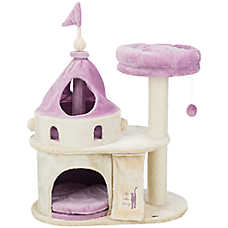 TRIXIE 35-in My Kitty Darling Castle Cat Tree, Purple & Beige