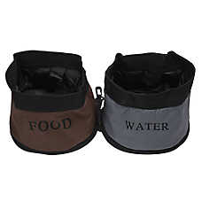 Pet Life Double Bowl Waterproof Travel Pet Bowl