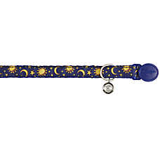 Whisker City? Breakaway Cat Collar, Breakaway Kitten Collar, Moons & Stars, Blue